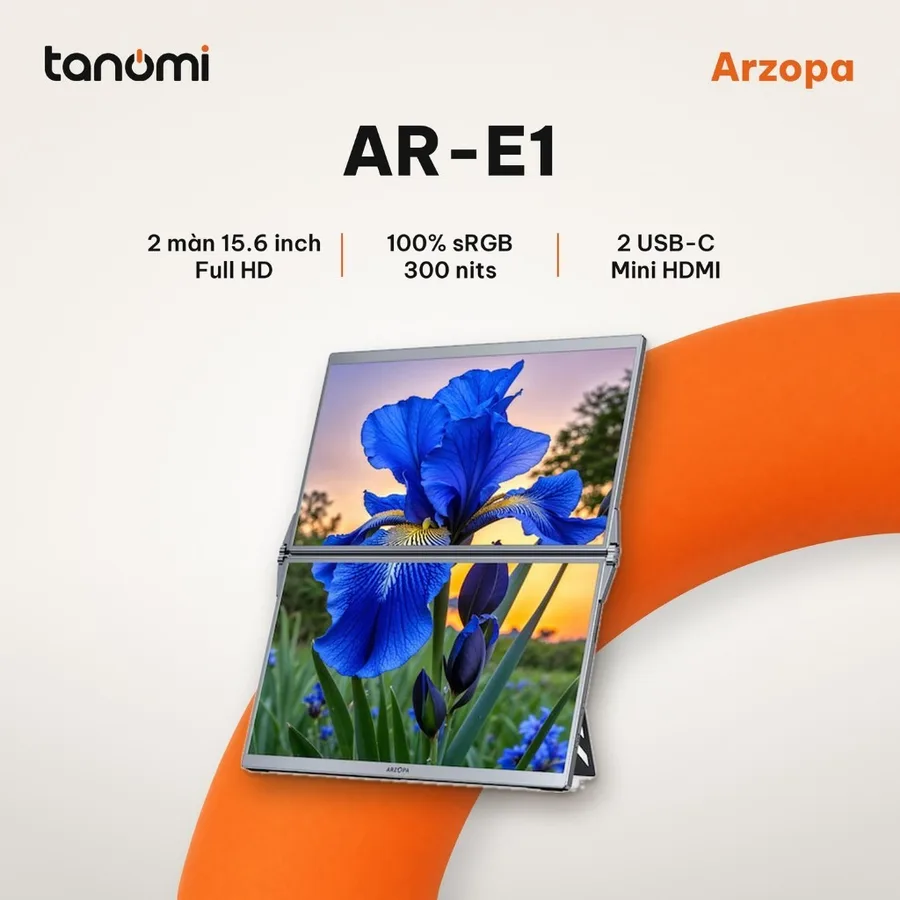 Màn hình di động Arzopa Dual Screen AR-E1 IPS Full HD 60Hz 2 màn 15.6 inch USB-C màn hình kép sRGB 100