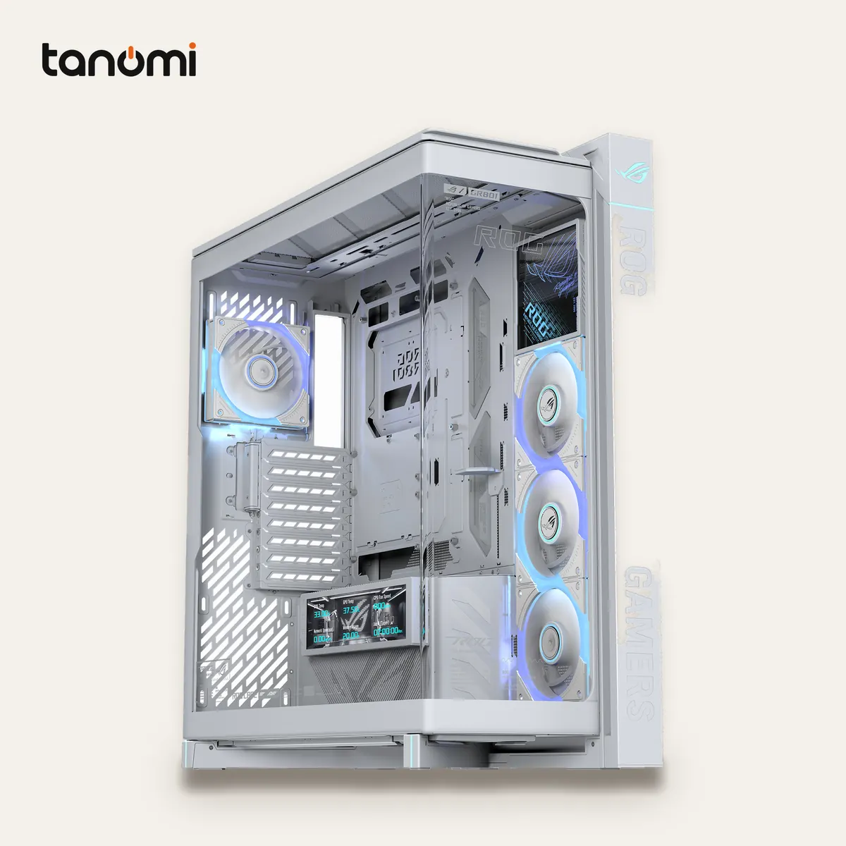 Vỏ case ASUS ROG CRONOX GR801 CURVE TG SCREEN ARGB WHITE