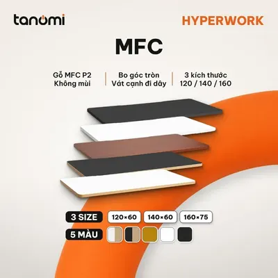 Mặt bàn gỗ MFC bo góc HyperWork Flow
