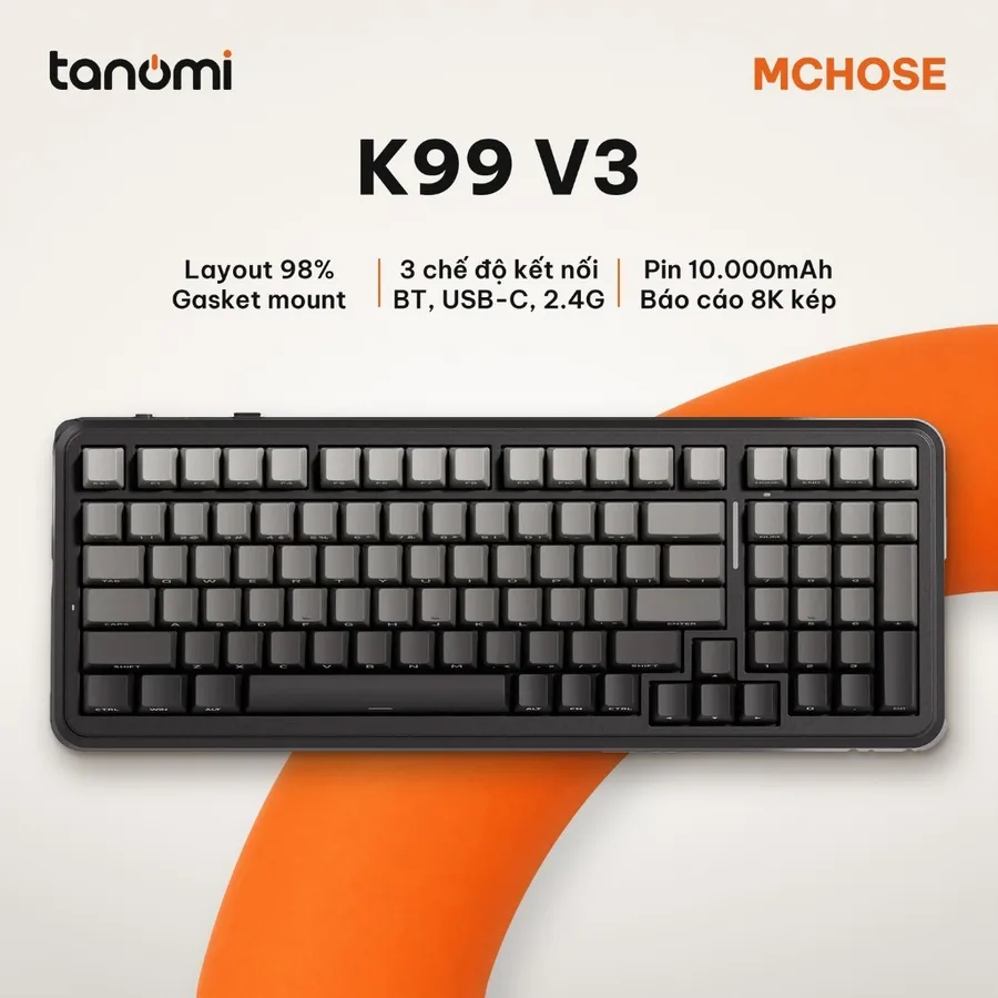 Bàn phím cơ không dây MCHOSE K99 V3 MC-K99V3-4 3 chế độ kết nối Gasket Hot-swap pin 10.000mAh 8K Gradient núi