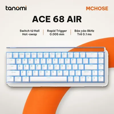 Bàn phím gaming MCHOSE Ace 68 Air MC-Ace68Air-9 68 phím có dây switch từ Hall Effect Rapid Trigger 8000Hz Trắng