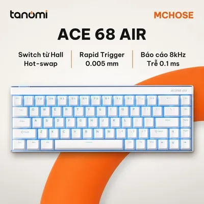 Bàn phím gaming MCHOSE Ace 68 Air MC-Ace68Air-9 68 phím có dây switch từ Hall Effect Rapid Trigger 8000Hz Trắng