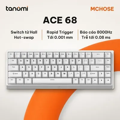 Bàn phím gaming MCHOSE Ace 68 MC-Ace68-15 68 phím có dây switch từ Hall Effect Rapid Trigger 8000Hz Trắng