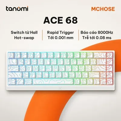 Bàn phím gaming MCHOSE Ace 68 MC-Ace68-32 68 phím có dây switch từ Hall Effect Rapid Trigger 8000Hz Trắng