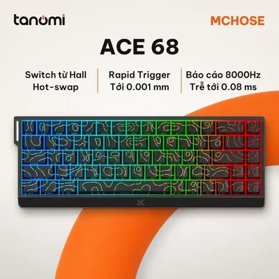 Bàn phím gaming MCHOSE Ace 68 MC-Ace68-33 68 phím có dây switch từ Hall Effect Rapid Trigger 8000Hz Đen