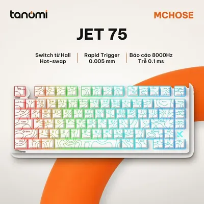 Bàn phím gaming MCHOSE Jet 75 HW-Jet75-9 có dây switch từ Hall Effect Hot-swap Rapid Trigger 8000Hz Trắng
