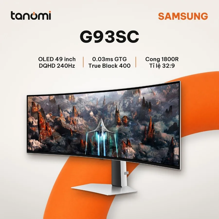 Màn hình gaming cong Samsung Odyssey OLED G9 G93SC LS49CG934SEXXV 49 inch DQHD 240Hz 0.03ms GTG G-Sync compatible