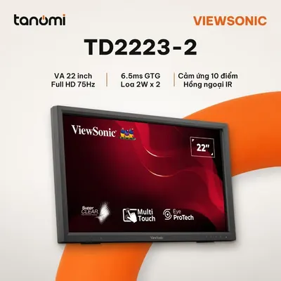 Màn hình cảm ứng ViewSonic TD2223-2 22 inch VA Full HD 75Hz cảm ứng hồng ngoại bán hàng kiosk học tập