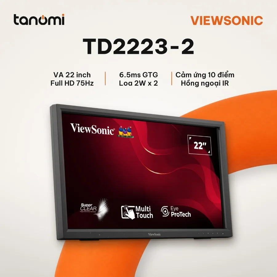 Màn hình cảm ứng ViewSonic TD2223-2 22 inch VA Full HD 75Hz cảm ứng hồng ngoại bán hàng kiosk học tập