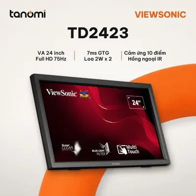 Màn hình cảm ứng ViewSonic TD2423 24 inch VA Full HD 75Hz cảm ứng hồng ngoại bán hàng kiosk học tập