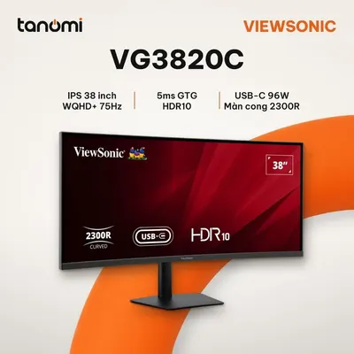 Màn hình cong ViewSonic VG3820C 38 inch IPS WQHD+ 75Hz USB-C 96W ultrawide 21:9 làm việc đa nhiệm