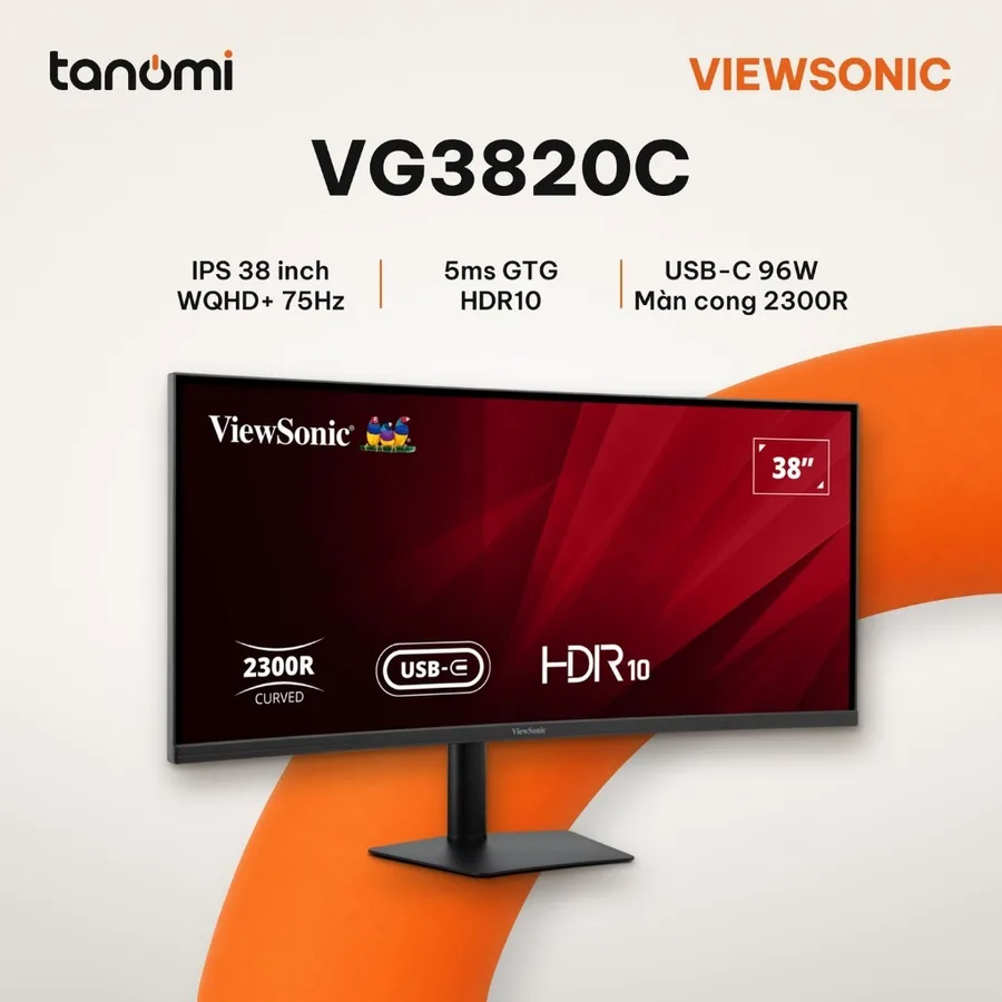 Màn hình cong ViewSonic VG3820C 38 inch IPS WQHD+ 75Hz USB-C 96W ultrawide 21:9 làm việc đa nhiệm
