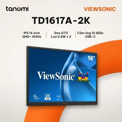 Màn hình di động cảm ứng ViewSonic TD1617A-2K 16 inch IPS QHD+ 165Hz Cảm ứng 10 điểm USB-C màn hình phụ laptop