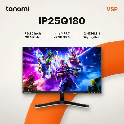 Màn hình gaming VSP IP25Q180 24.5 inch IPS 2K 180Hz 2 HDMI 2.1 chơi game bảo hành 3 năm DisplayPort