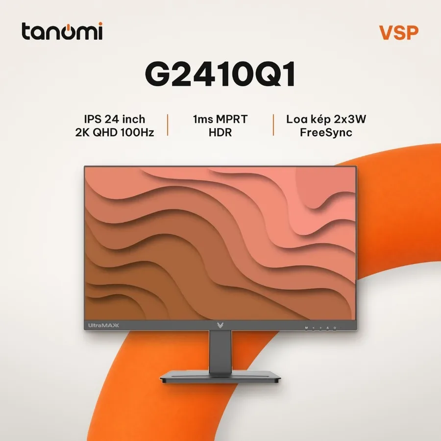 Màn hình văn phòng 2K VSP G2410Q1 23.8 inch IPS 100Hz 2K QHD Loa kép 2x3W làm việc thiết kế FreeSync