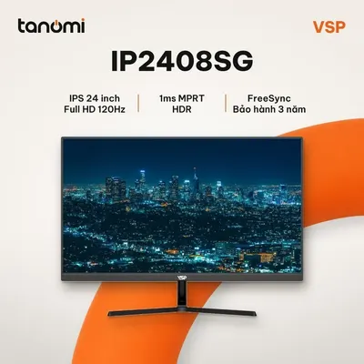 Màn hình văn phòng VSP IP2408SG 23.8 inch IPS Full HD 120Hz FreeSync làm việc học tập HDR bảo hành 3 năm
