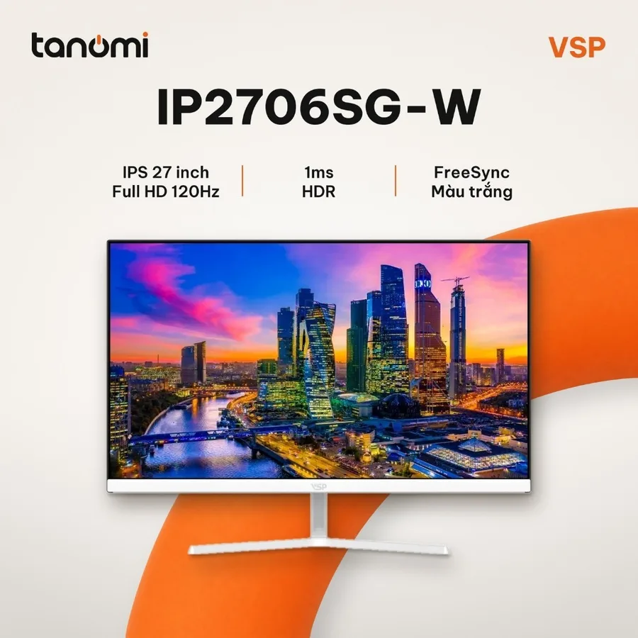 Màn hình văn phòng VSP IP2706SG-W IPS Full HD 27 inch 120Hz Màu trắng làm việc học tập bảo hành 3 năm